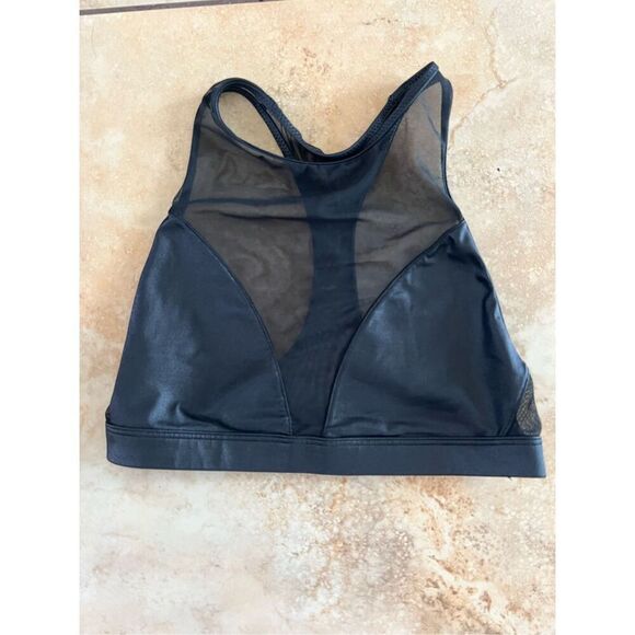 Victoria’s Secret Sport Leather Effect Wet Look & Mesh Racer Back Sports Bra XS - Picture 3 of 5